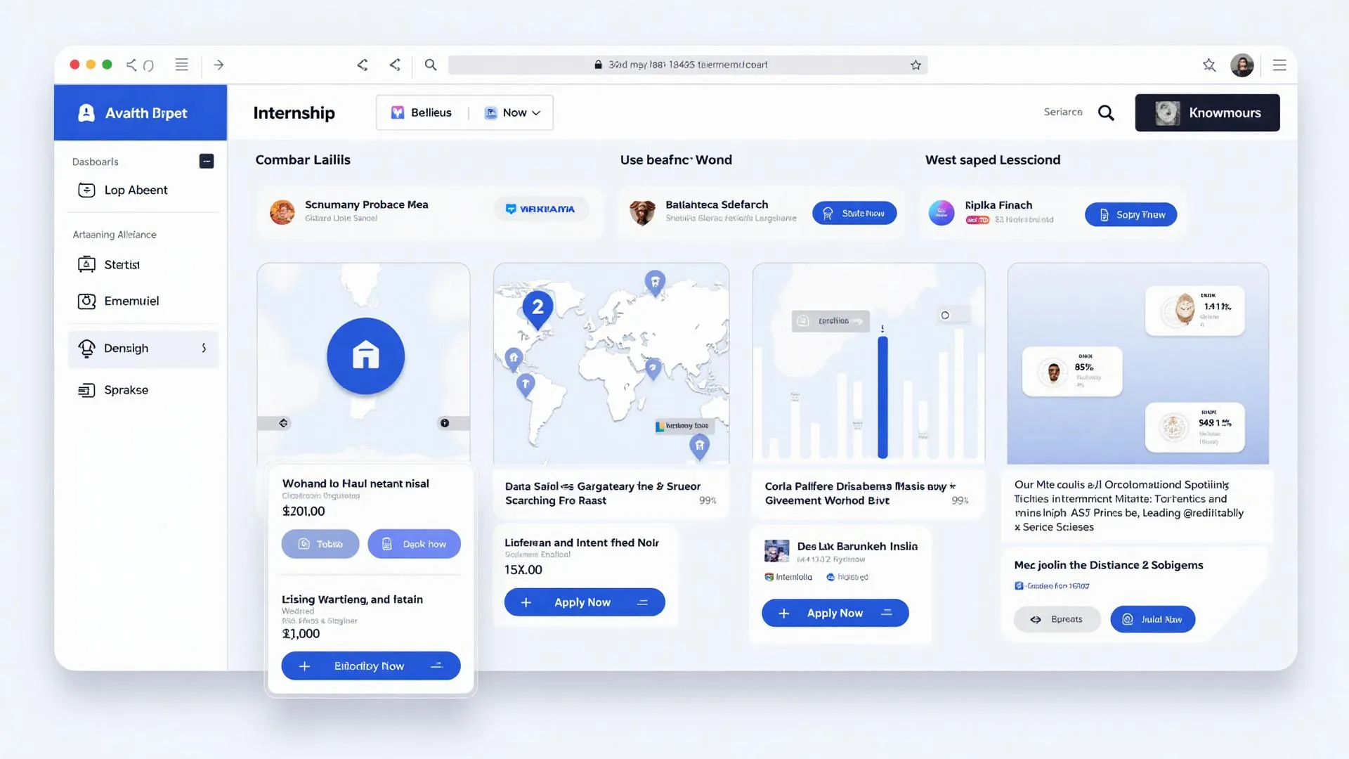 Internship Accelerator Dashboard showing AI-powered internship matching