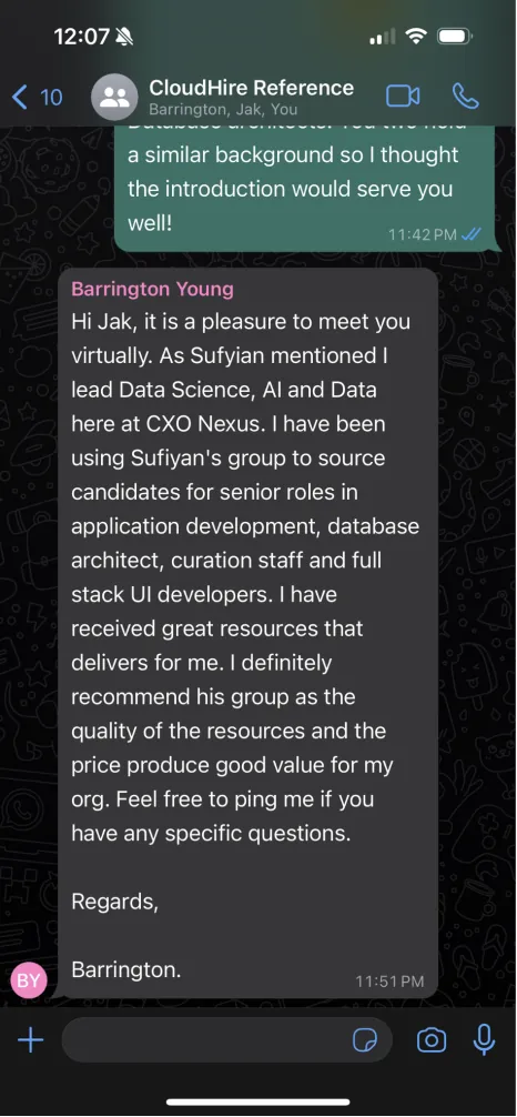 Client testimonial from Barrington Young