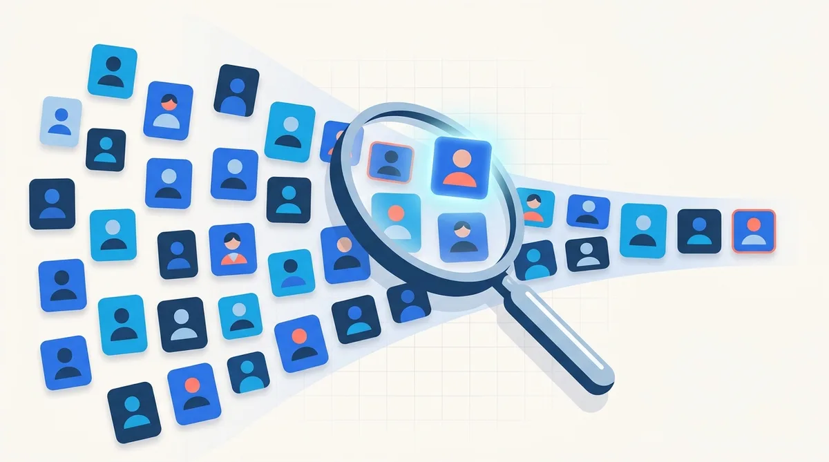 Magnifying glass surfacing matching profiles from a wide candidate pool