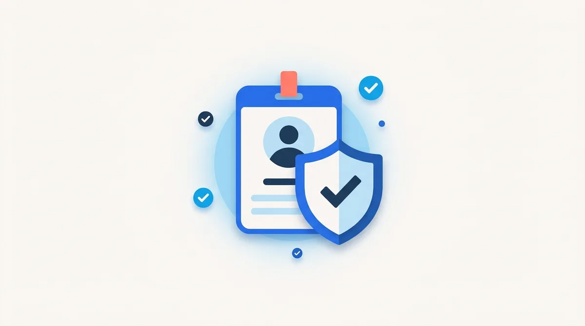 ID badge protected by a verification shield with a checkmark
